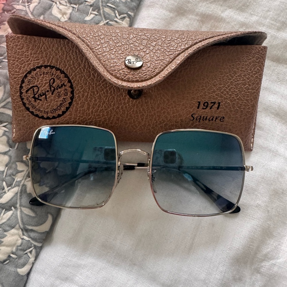 Ray-Ban 1971 Square Sunglasses with Blue Lenses